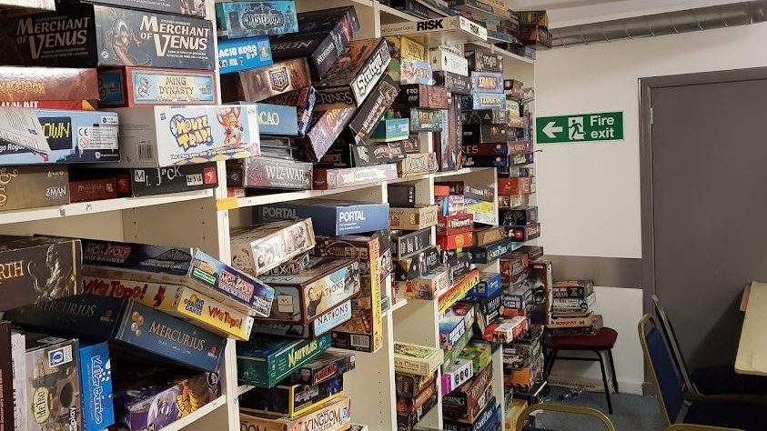 Partial image of the game library shelves